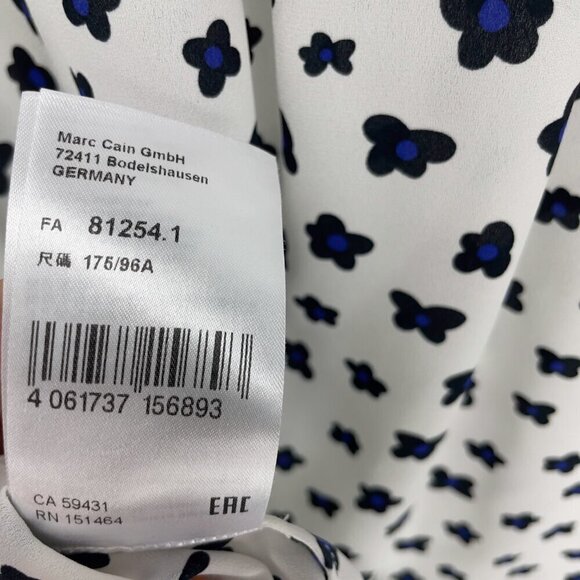 MARC CAIN Liberty Print Button up Shirt Floral Neck tie White Office sz 5 - Picture 11 of 11